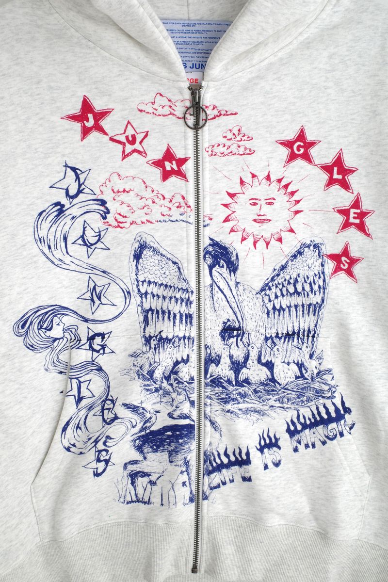 JUNGLE JUNGLES "Scribbles" Grey Zip Up Hoodie