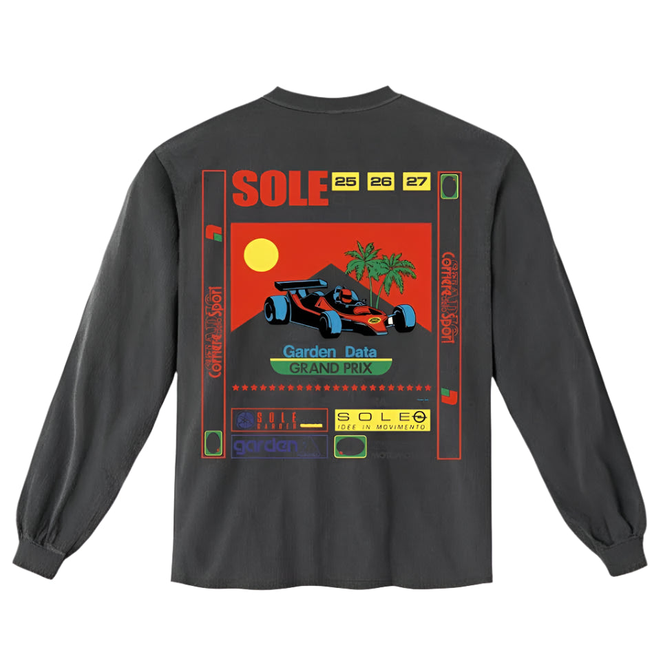 Sole Garden "Racing" Vintage Black Long sleeve T-Shirt