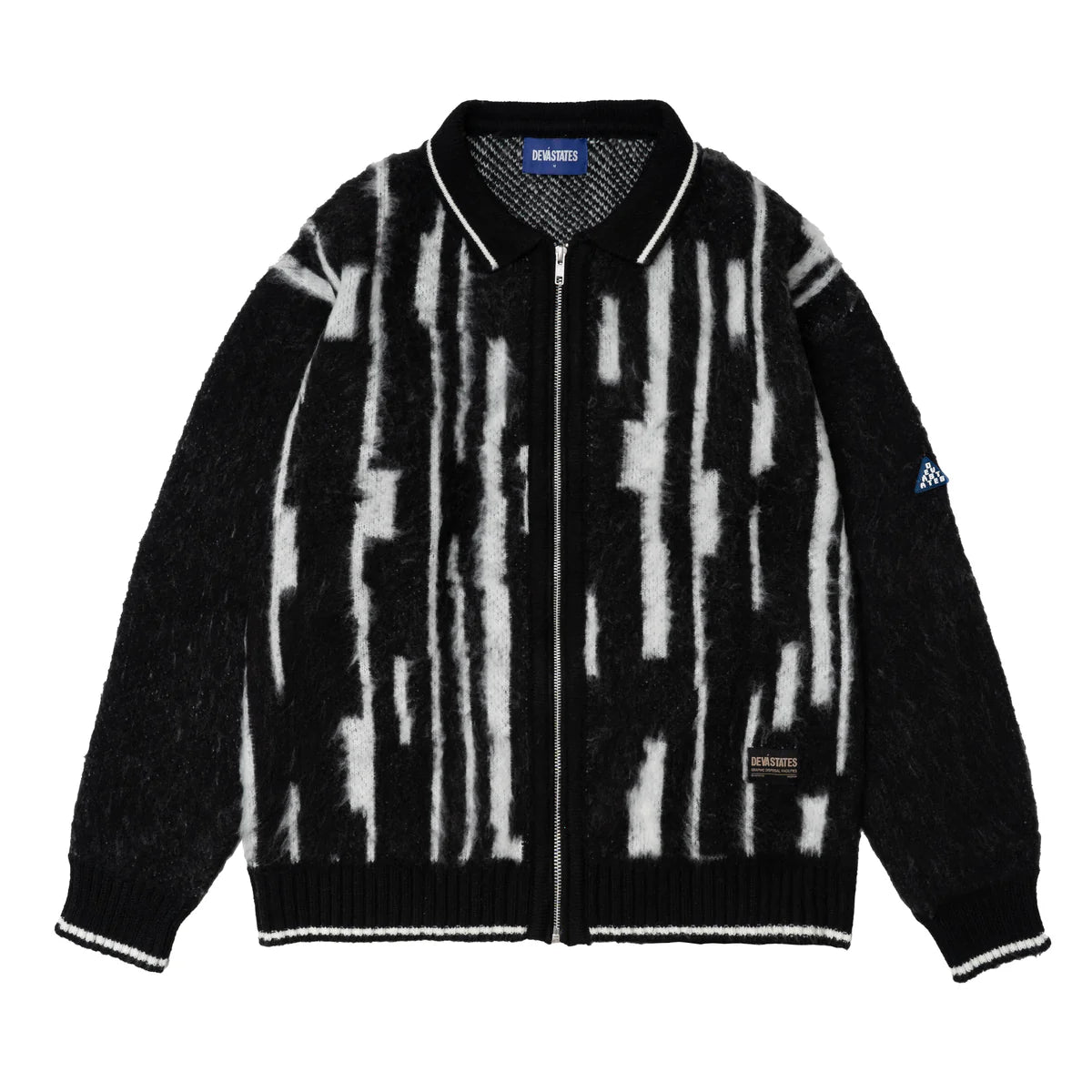 Devá States "Stax" Black Knitted Zip Up Longsleeve Polo