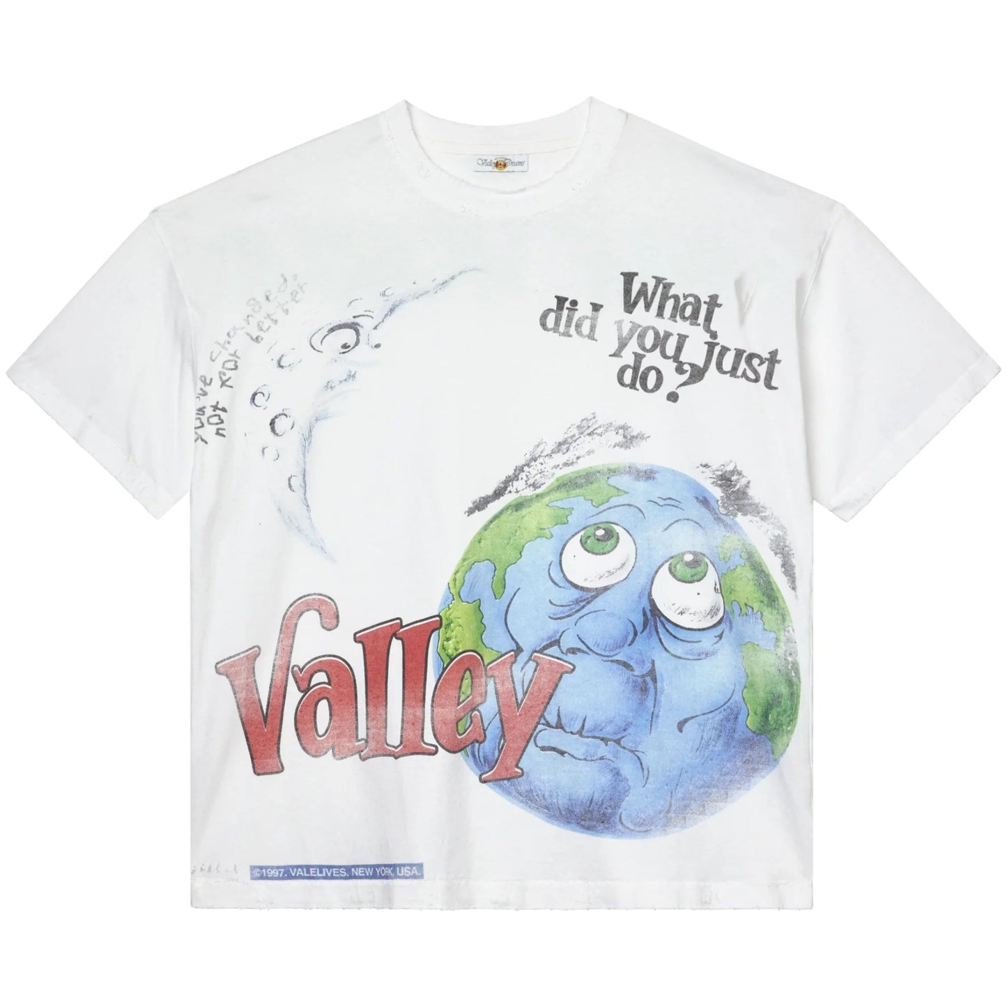 Vale Forever Lightly Distressed 'World Peace' White Tee
