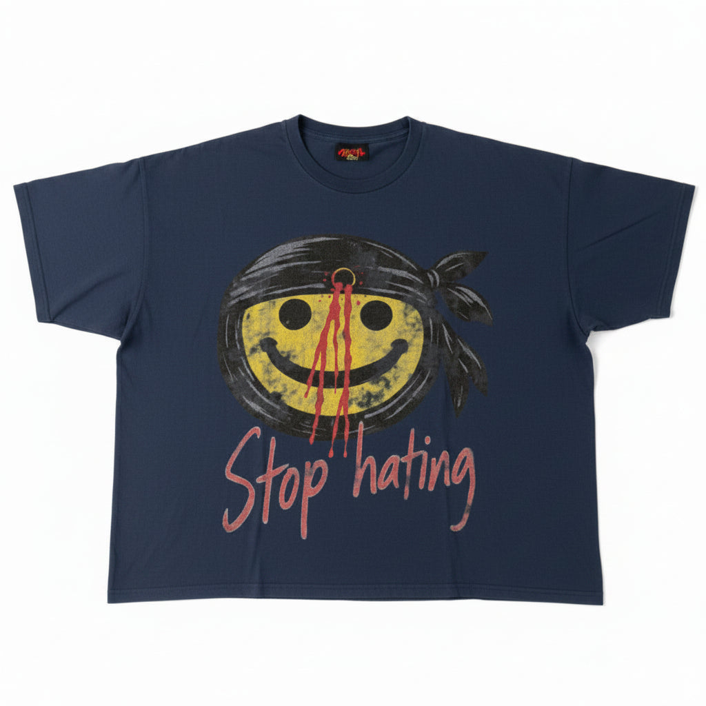 Fujimoto Shirt 'Stop Hating' Faded Navy Tee