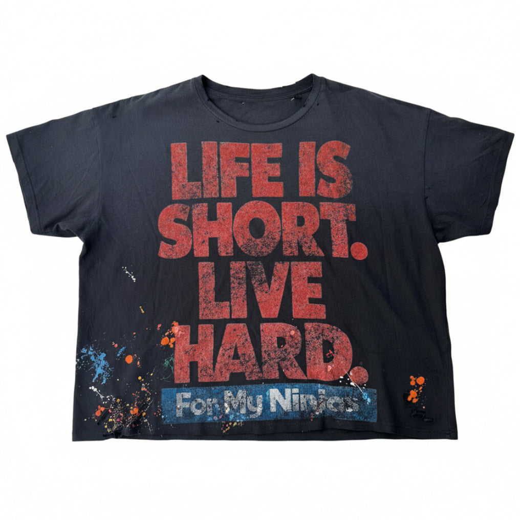 Fujimoto 'Life is Short' Faded Black Tee