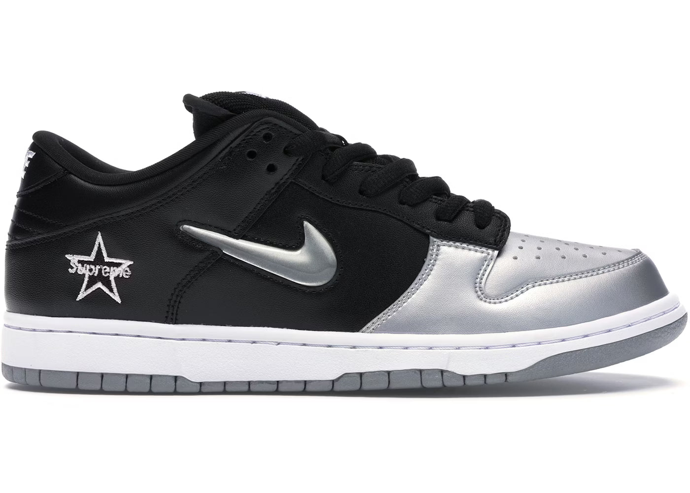 Nike SB Dunk Low x Supreme "Jewel Swoosh Silver"