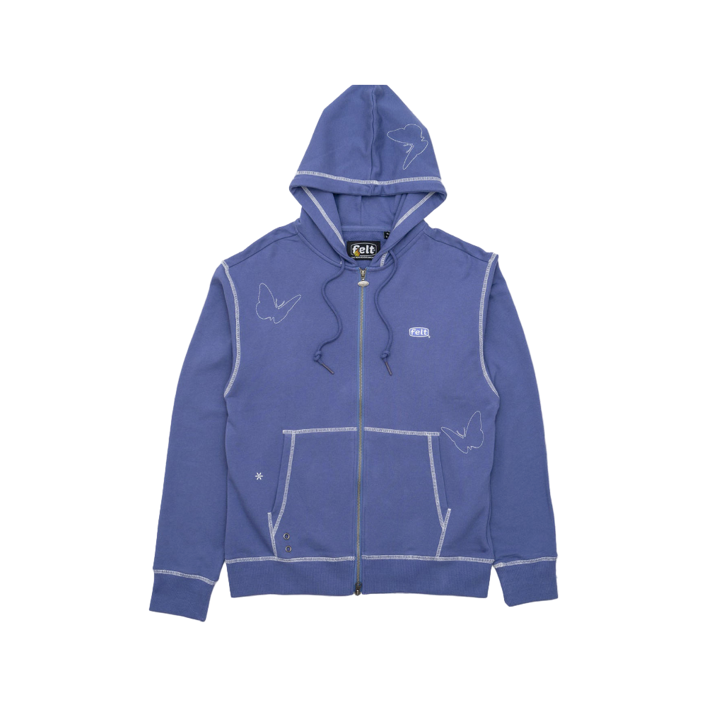 FELT "Contrast Stitched" Mild Purple Zipper Hoodie