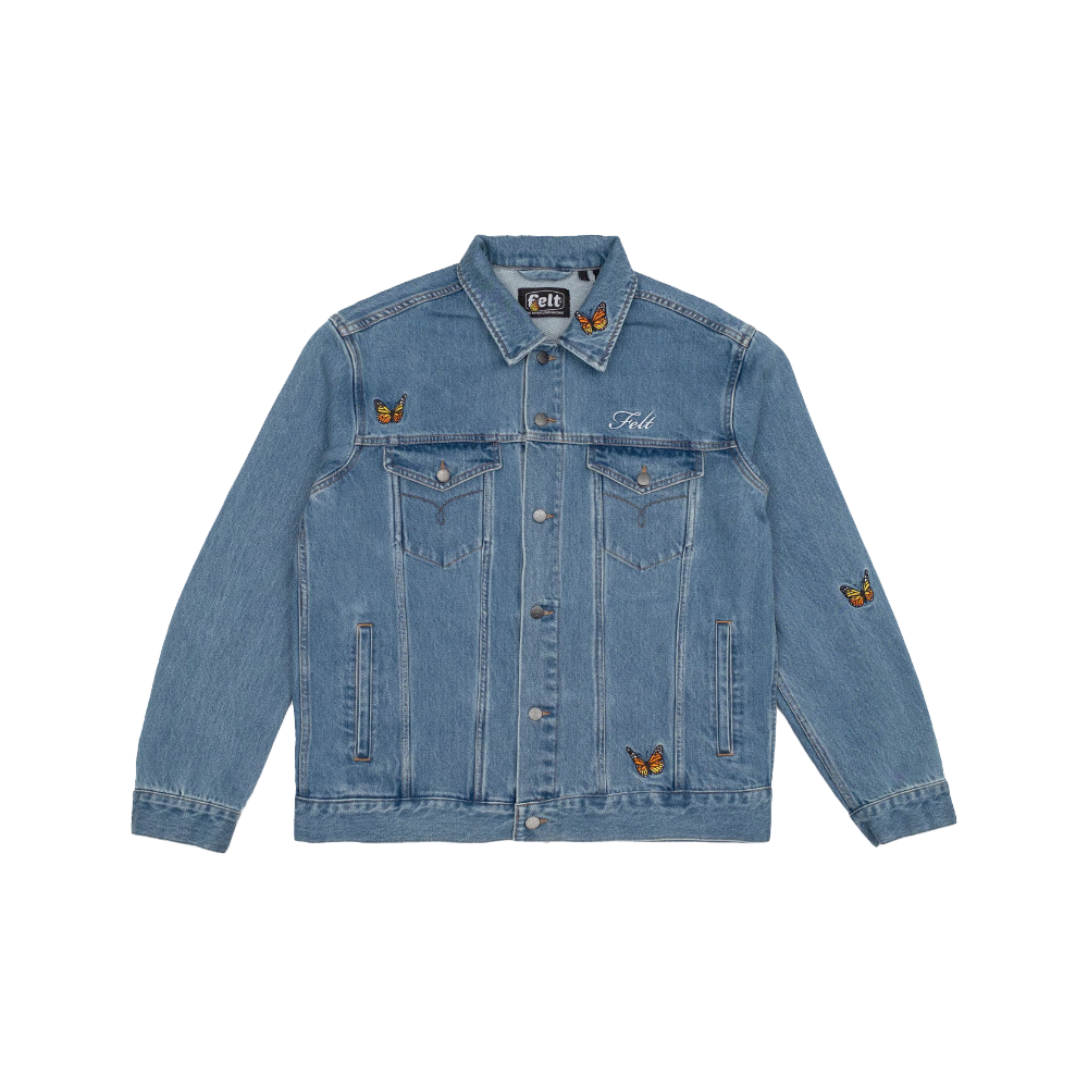 FELT "Butterfly Garden" Light Washed Denim Jacket