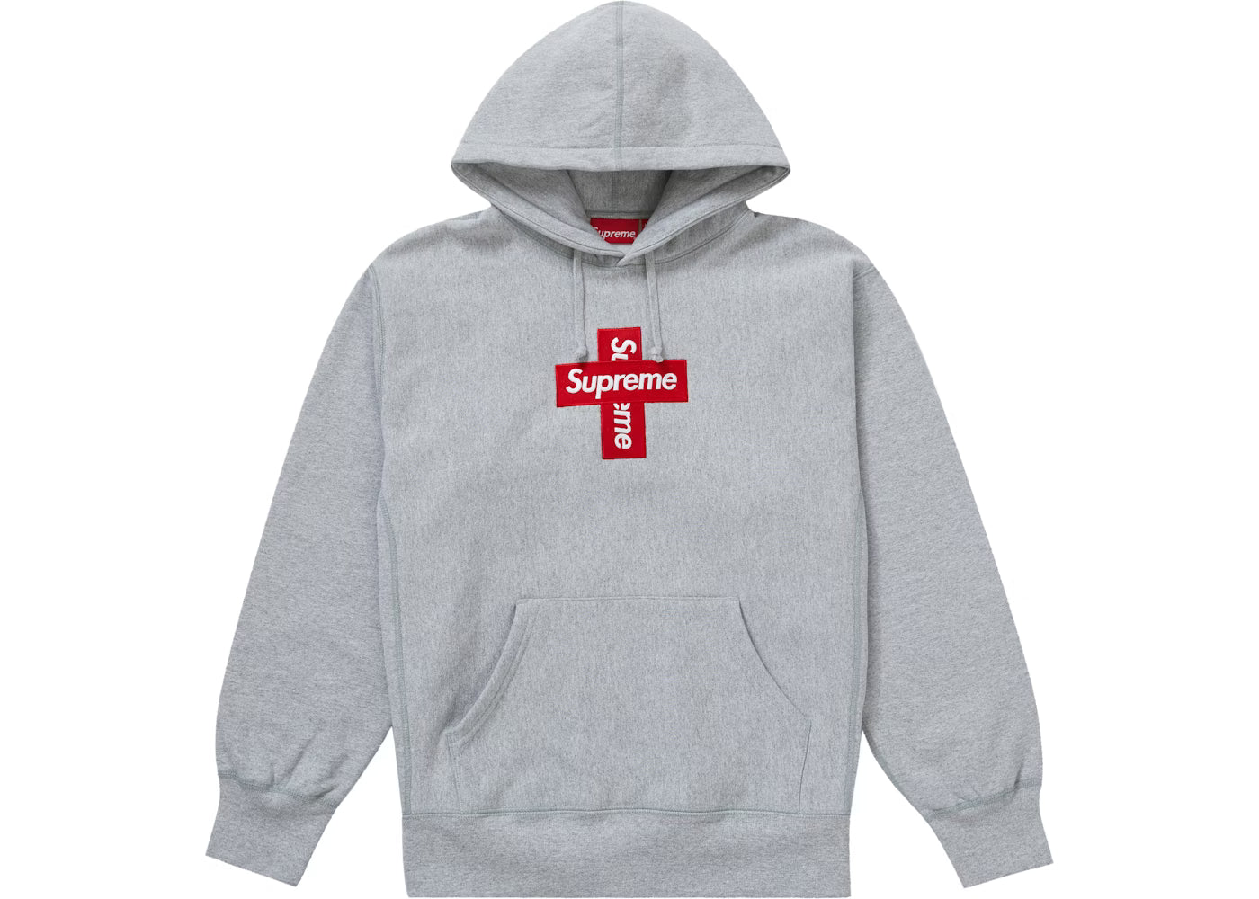Supreme "Cross Box Logo" Heather Grey Hoodie