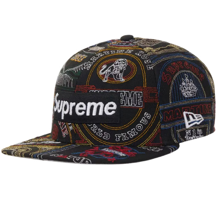 Supreme 'Martine Rose Patchwork Labels' Box Logo New Era 59Fifty Fitted Black Cap