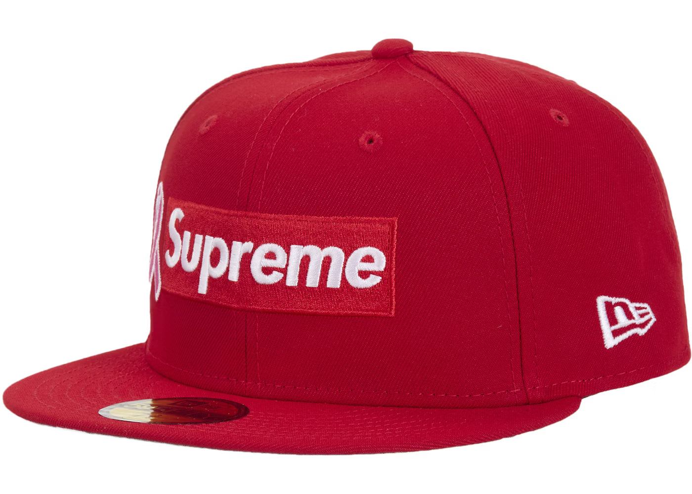 Supreme x New Era "Breast Cancer" Awareness Box Logo Fitted Red Hat