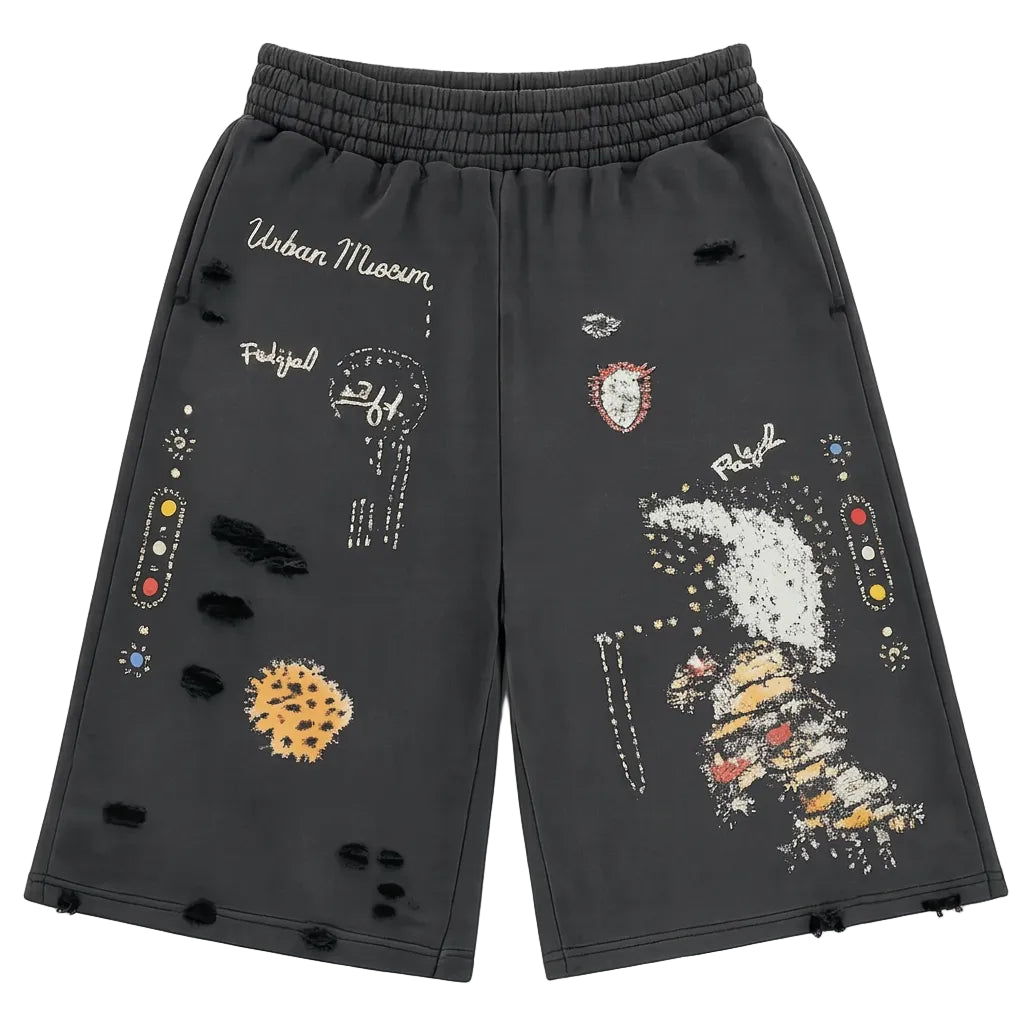 Urban Museum 'Urban Artifact' Distressed Black Shorts