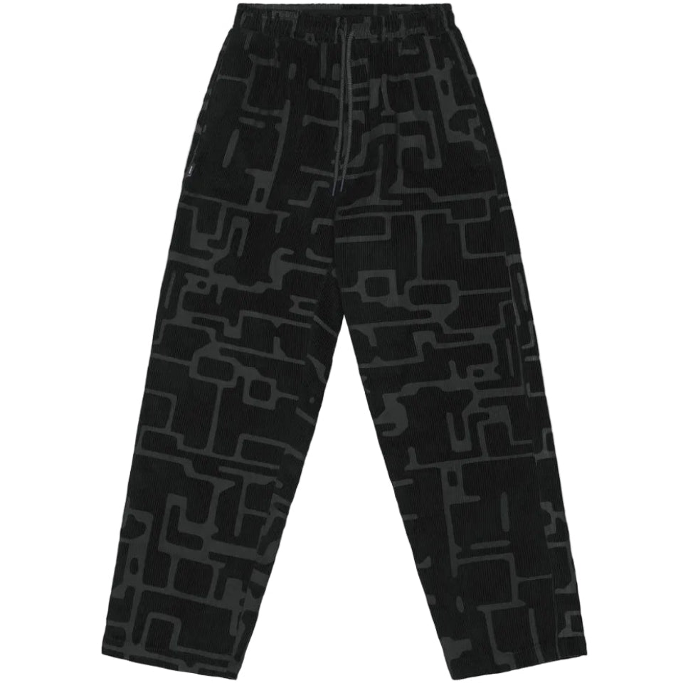 Devá States "Circuit" Black Corduroy Print Pants