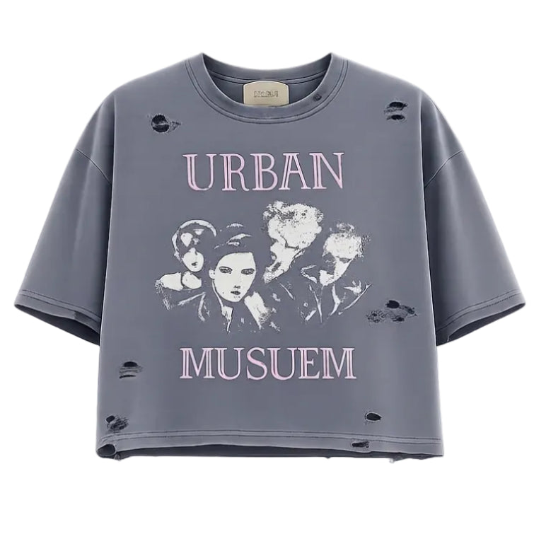 Urban Museum 'Urban Archive' Distressed Blue Tee