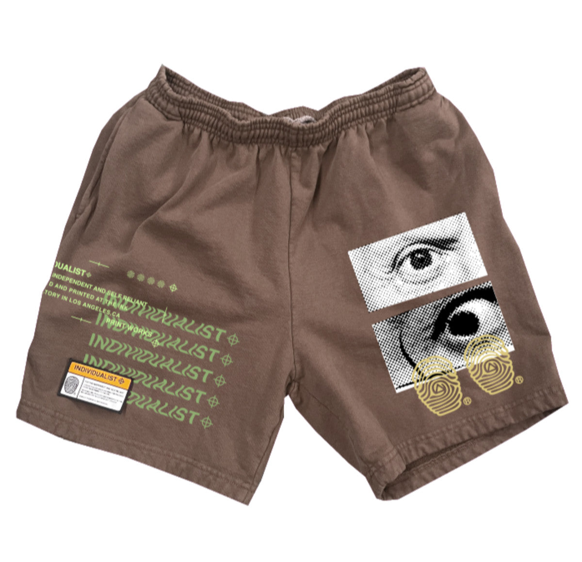 Individualist “Test Print” Brown Fleece Shorts