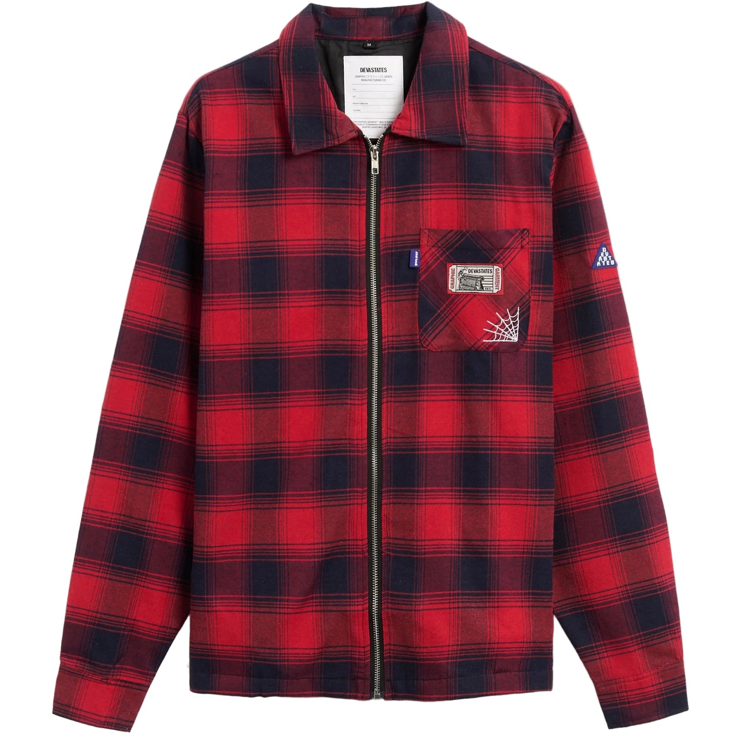 Devá States "Cobweb" Red Zip-up Flannel Overshirt