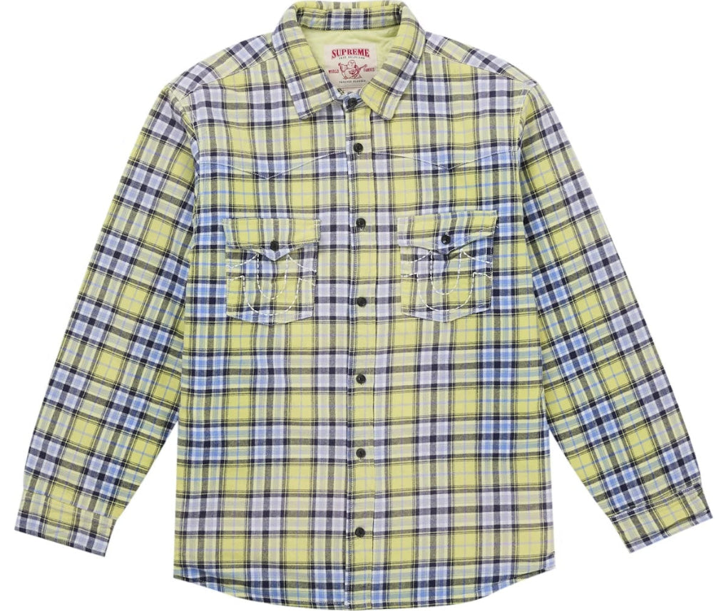 Supreme x True Religion 'Quilted Lined' Plaid Yellow Flannel Shirt