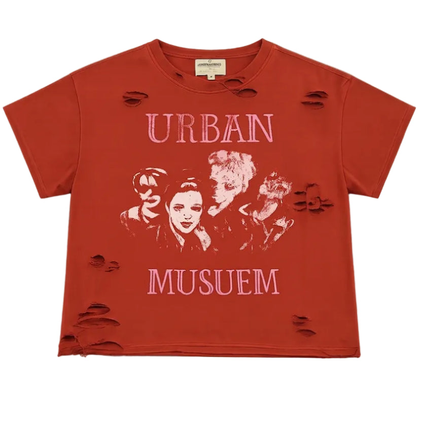 Urban Museum 'Urban Archive' Distressed Red Tee