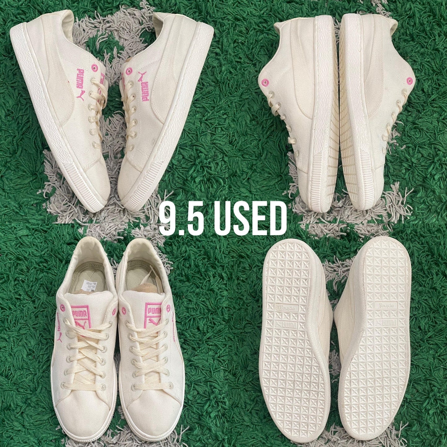 Puma Suede "Cream/Pink Canvas" USED