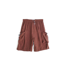 JUNGLES JUNGLES "Cupro" Brown Oversized Pocket Shorts