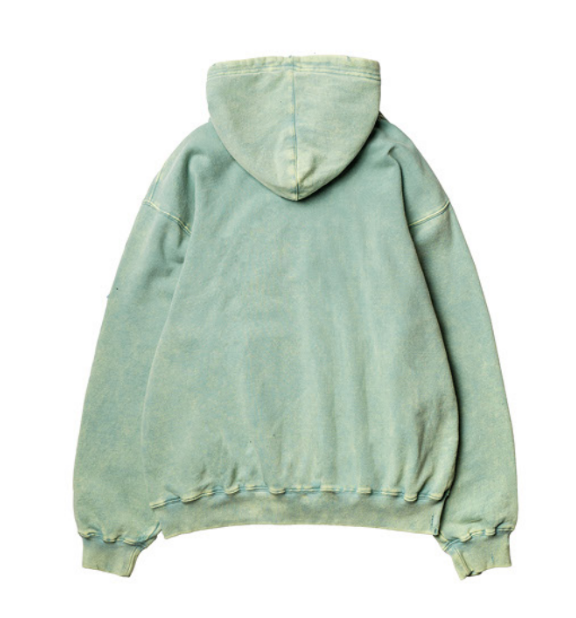 Devá States "Permanent Vacation" Washed Green Distressed Hoodie