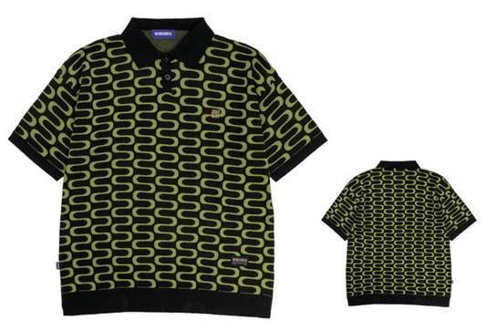 Devá States "Scrolls " Green/Multi Knitted Polo