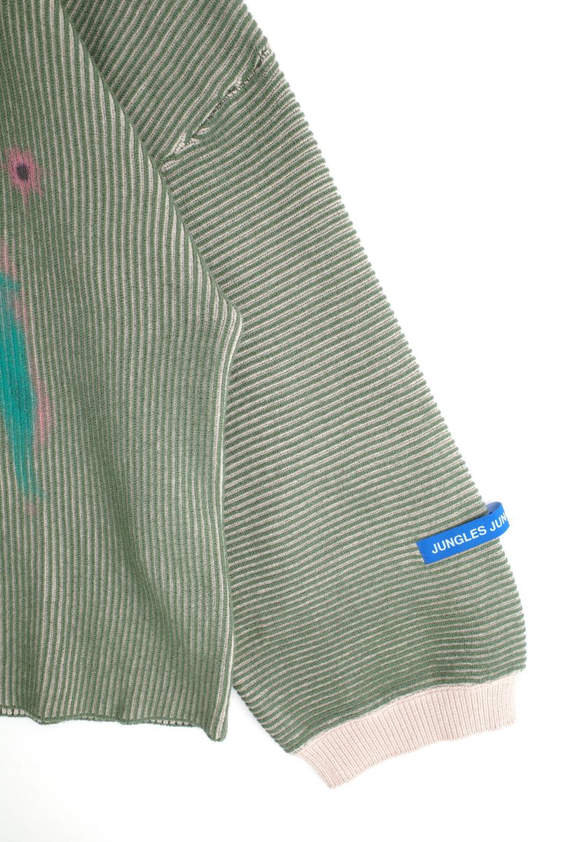 JUNGLE JUNGLES "Embrace" Green/Birch Two Tone Rib Knit