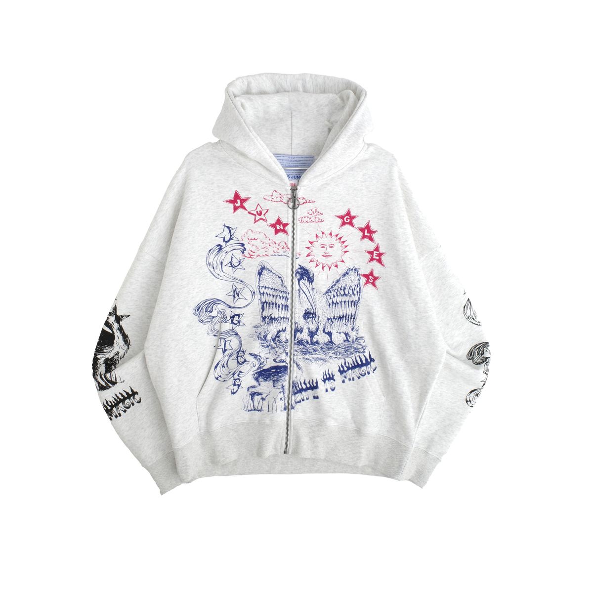 JUNGLE JUNGLES "Scribbles" Grey Zip Up Hoodie