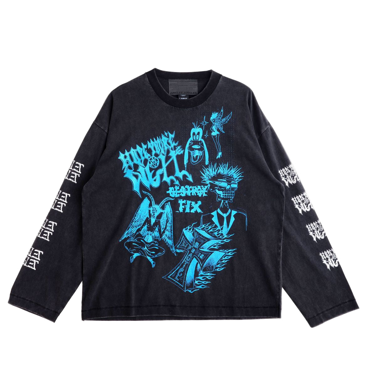 JUNGLES JUNGLES "Hope You're Well Too" Vintage Black Longsleeve Tee