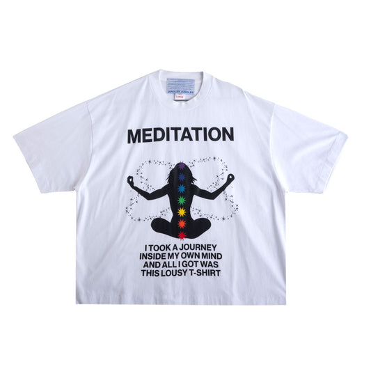 JUNGLES JUNGLES "Meditation" Mountain White Tee