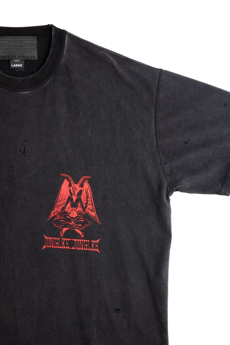 JUNGLES JUNGLES "Wellness" Vintage Black Distressed Tee