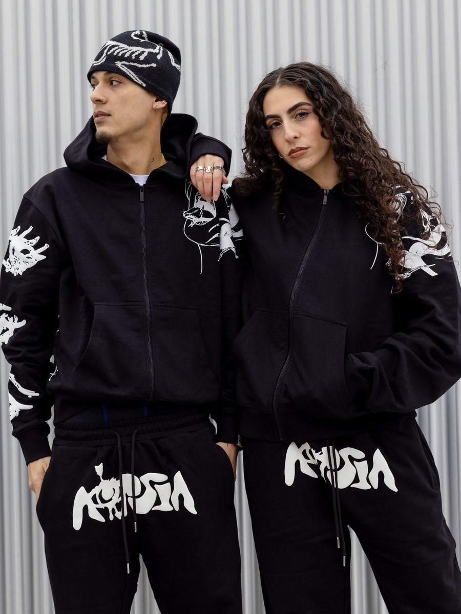 Aopsia "Spider Web" Black/White Zip-Up Hoodie