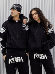 Aopsia "Spider Web" Black/White Zip-Up Hoodie