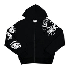 Aopsia "Spider Web" Black/White Zip-Up Hoodie