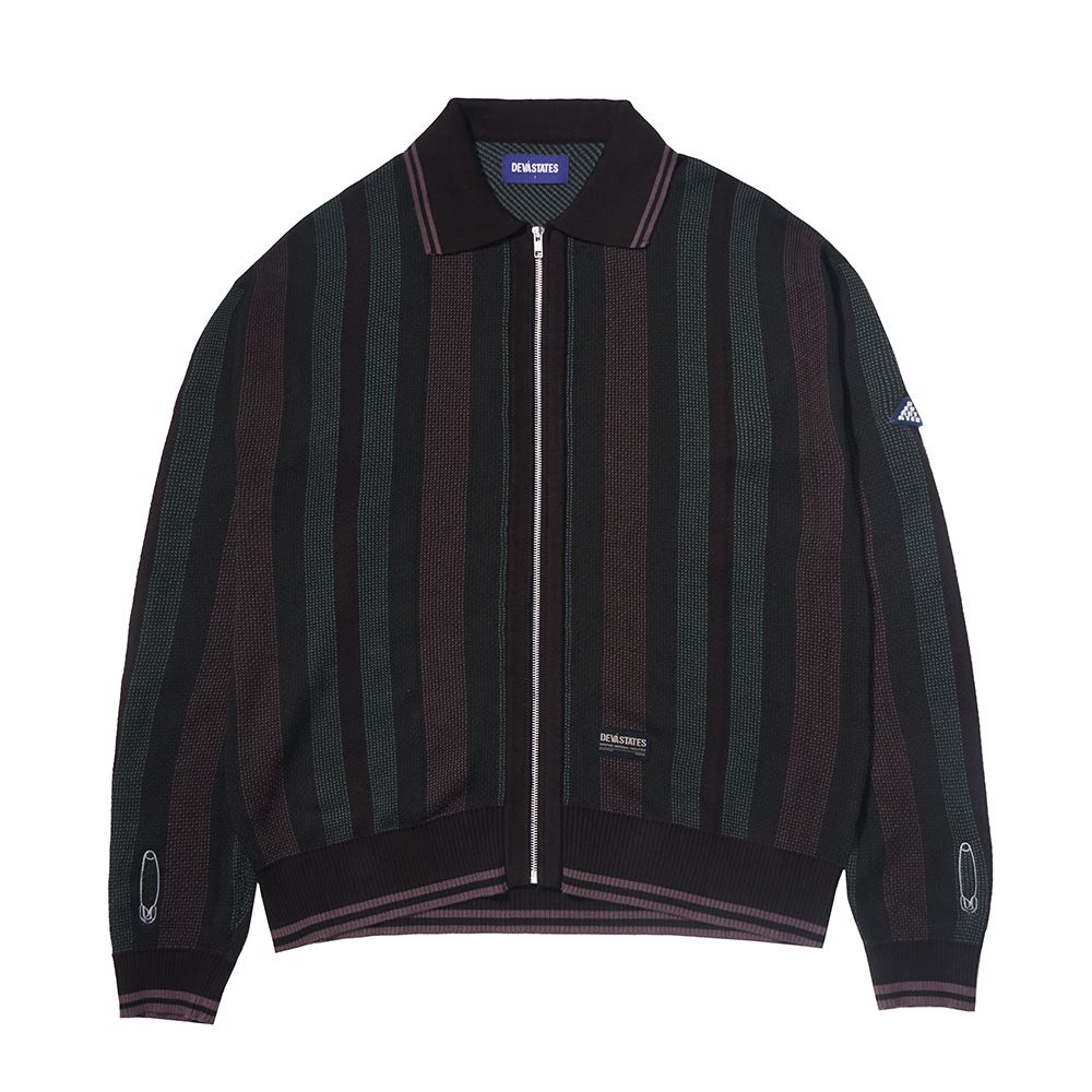 Devá States "Striped" Green/Multi Knitted Polo Longsleeve