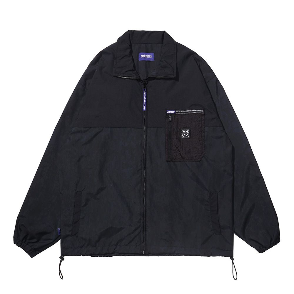 Devá States "Micro" Black Printed Nylon Trekker Jacket