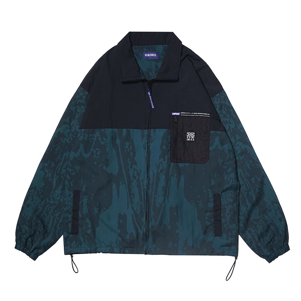 Devá States "Micro" Green Printed Nylon Trekker Jacket