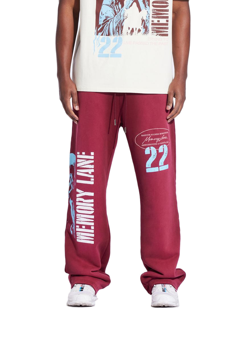 Memory Lane "Stencil Logo" Burgundy Sweatpants