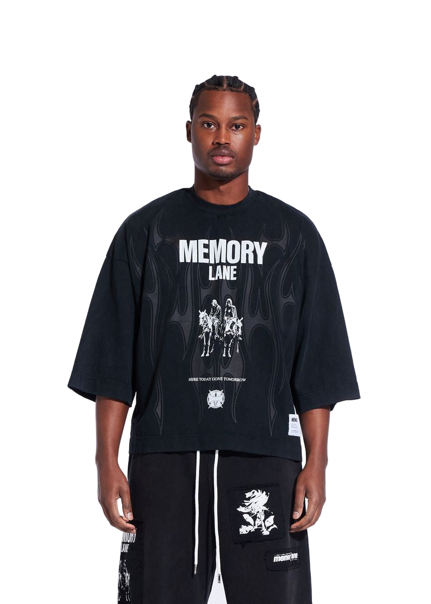Memory Lane "Storm Rider" Black Oversized Tee