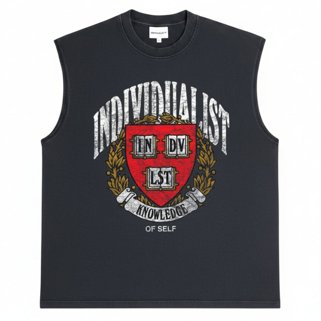 Individualist “Coat Of Arms” Vintage Black Muscle Tee
