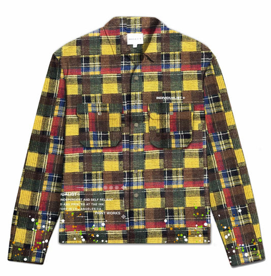 Individualis "Splatter"  Flannel Yellow Shirt