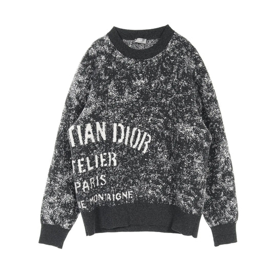 Dior 'Atelier Logo' Knit Wool Dark Gray Sweater