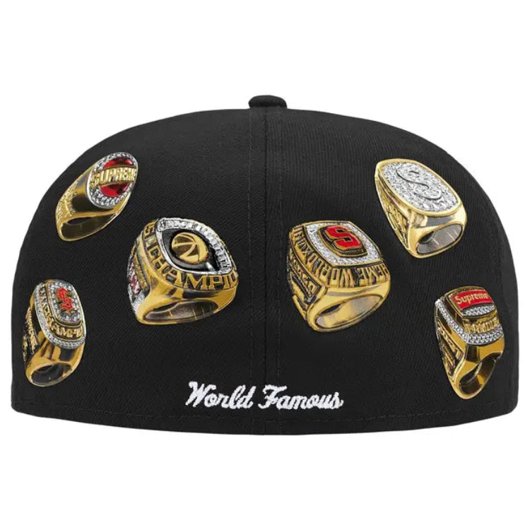 Supreme x New Era 'Rings Box Logo'  59Fifty Black Fitted Hat