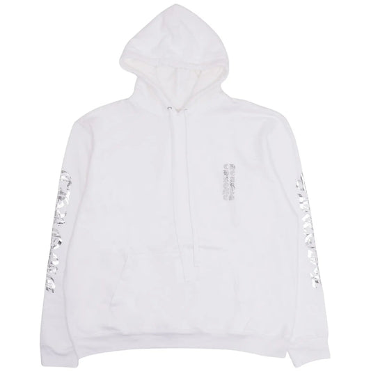 Chrome Hearts 'Metallic Print' Vertical Logo White Hoodie
