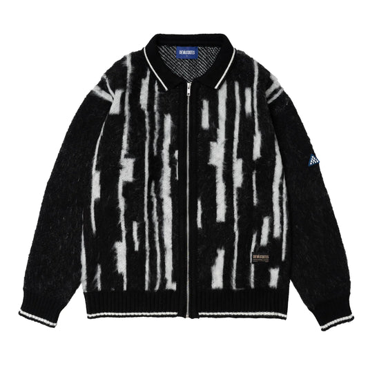 Devá States "Stax" Black Knitted Zip Up Longsleeve Polo