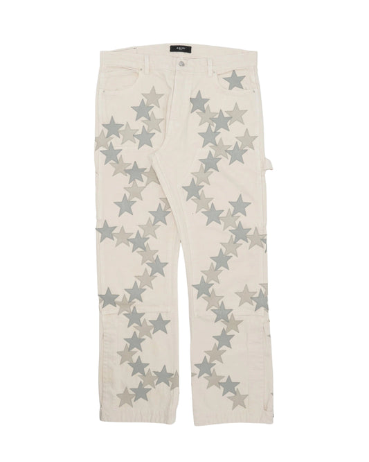 Amiri Chemist Leather Star Patch Double Knee Carpenter Pants