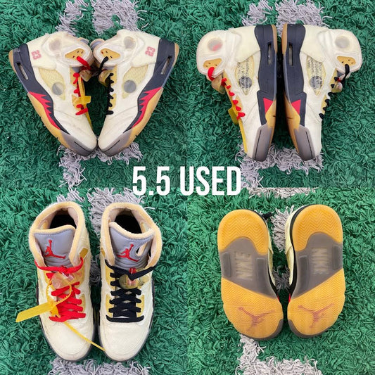 Air Jordan 5 Retro x Off White "Sail” USED