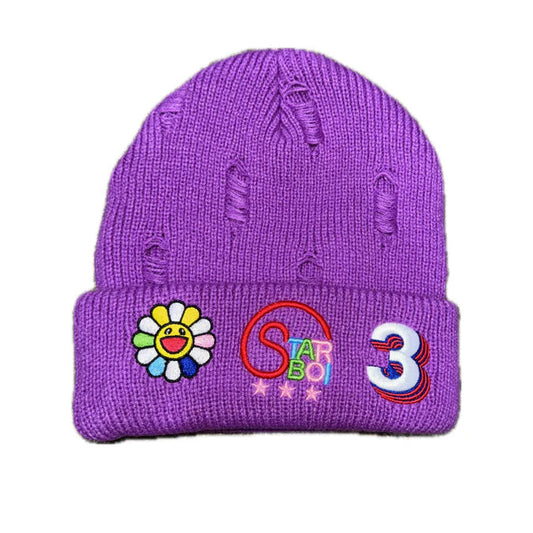 Starboi 3 Purple Knitted Beanie
