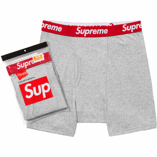 Supreme/Hanes Boxer Briefs (2 Pack) - Heather Grey