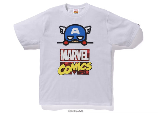 BAPE x Marvel Comics "Captain America" White Tee