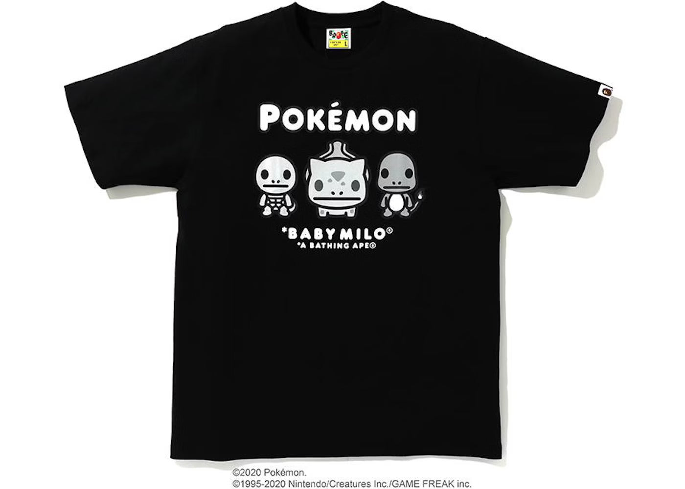 BAPE x Pokemon "Monotone Starters #3" Black Tee