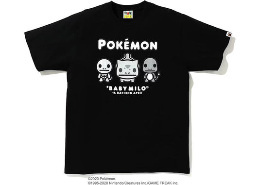 BAPE x Pokemon "Monotone Starters #3" Black Tee