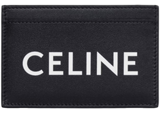 Celine "Celine Print" Card Holder (2 Slot) Black White